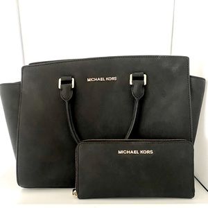 Michael Kors Saffiano Leather Satchel & Wallet